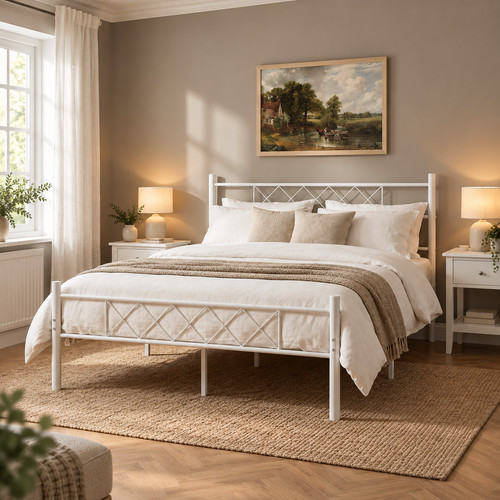 Double bed frame 4ft6 white - bed,