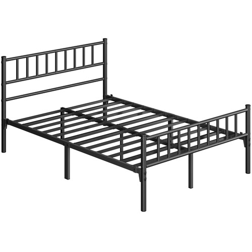 Black white silver metal bed - black/white/silver,