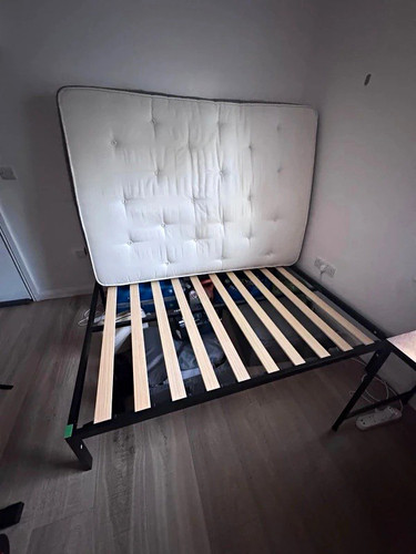 Double bed frame black metal - bed,