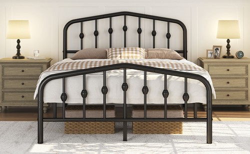 Metal platform bed frame with - bed,