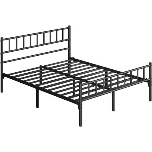 Black white silver metal bed - black/white/silver,