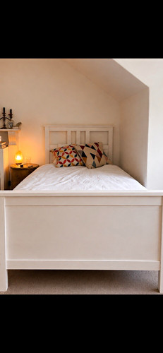 White wooden double bed - wooden, frame