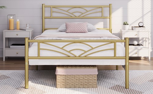 Metal platform bed frame with - platform,