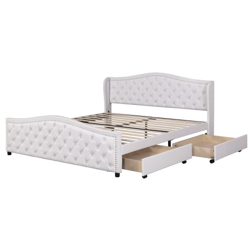 White faux leather - faux, bed