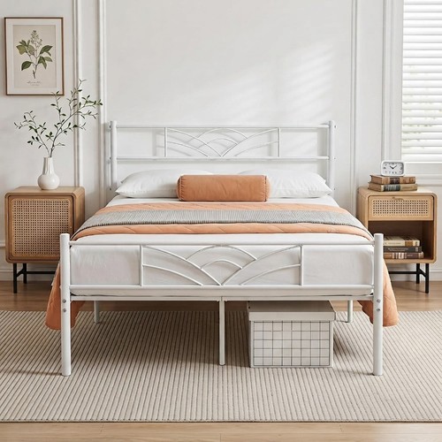 Modern 4ft white double bed - white,