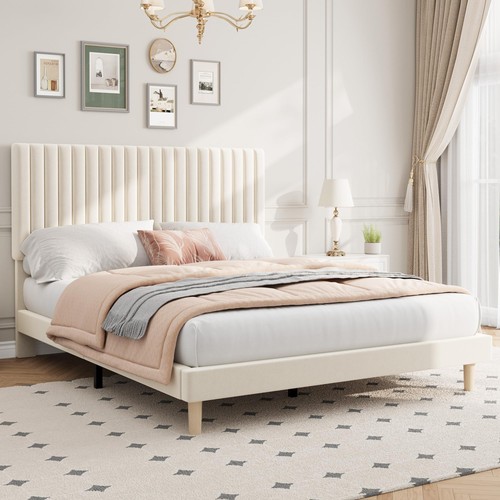 Double bed frame metal mdf - double,