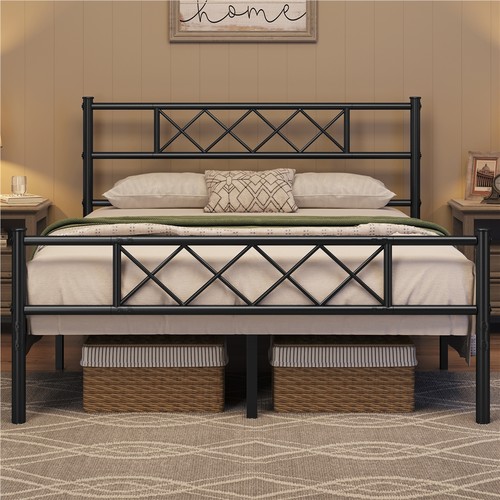 Double bed frame metal slatted - metal,
