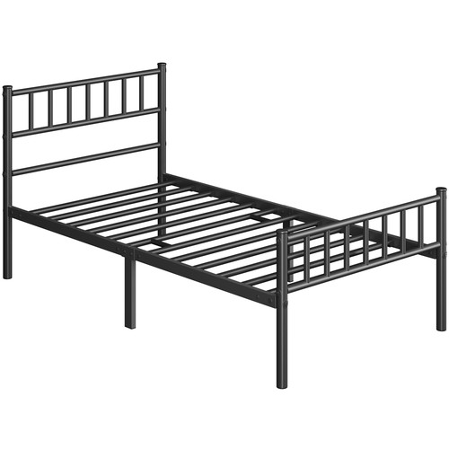 Black white silver metal bed - black/white/silver,