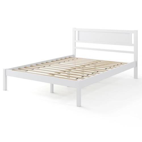Costway double size wood - wood, bed