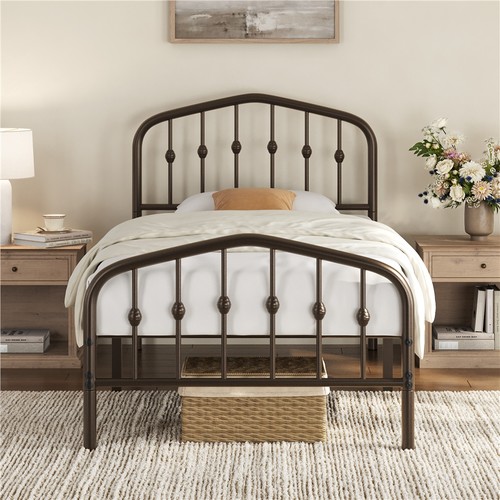 Metal platform bed frame - bed, with