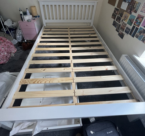 White painted wooden - white, double