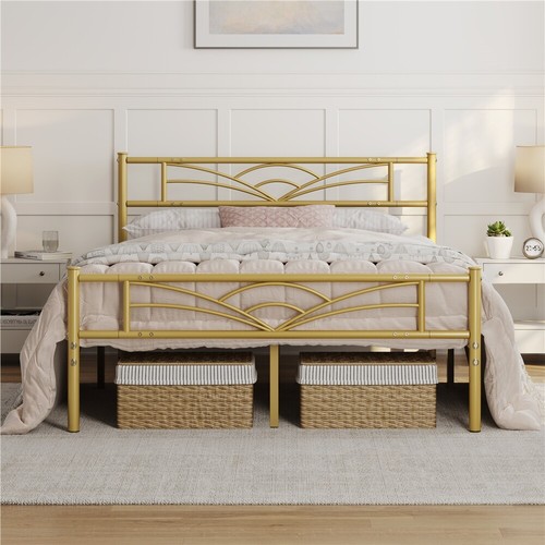 Metal platform bed frame with - bed,