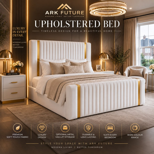 Upholstered bed frame gold - upholstered,