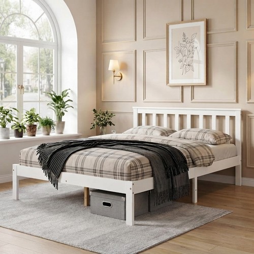 Elegant solid pine double bed - solid,