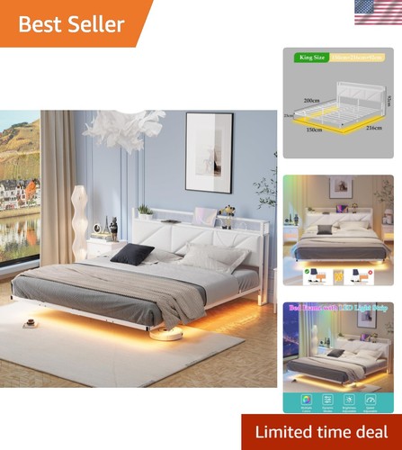 King bed frame with floating - with,