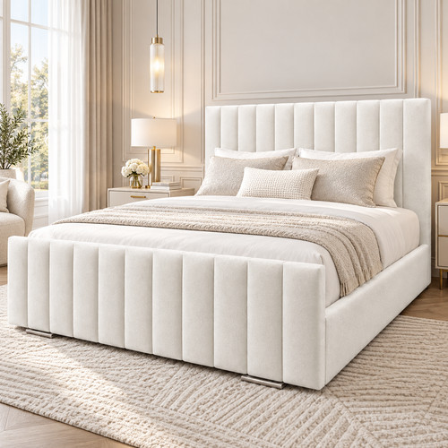Panel upholstered bed - upholstered, frame