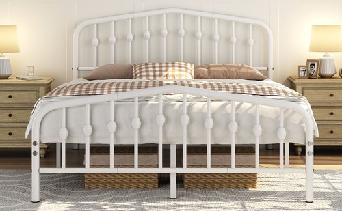 Metal bed frame with - bed, arched